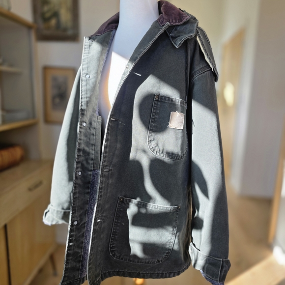 Carhartt Vintage Y2k Blanket Lined Chore Coat CO2 Moss Green Hood Detroit USA - Picture 2 of 11